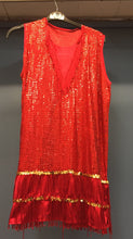 Load image into Gallery viewer, Ladies Red Sequin Fringed Dress
