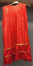 Load image into Gallery viewer, Ladies Red Sequin Fringed Dress
