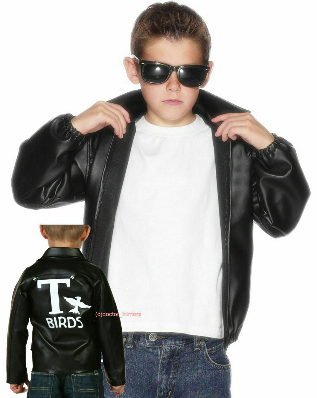 Boys Kids Child T-Bird Thunder Bird Grease Jacket Fancy Dress Costume