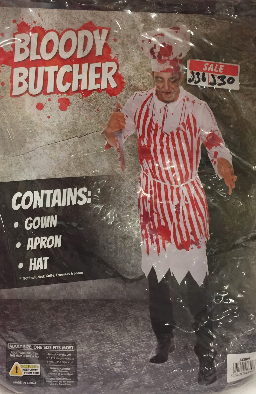 Bristol Novelty Bloody Butcher Costume
