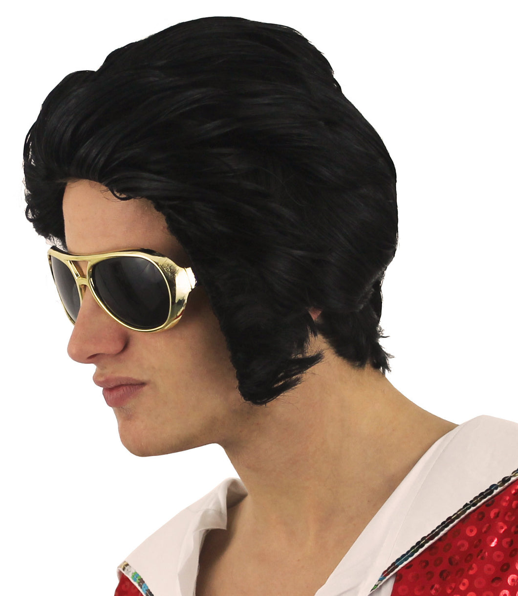 Black wigs - may be styled as Elvis or grease